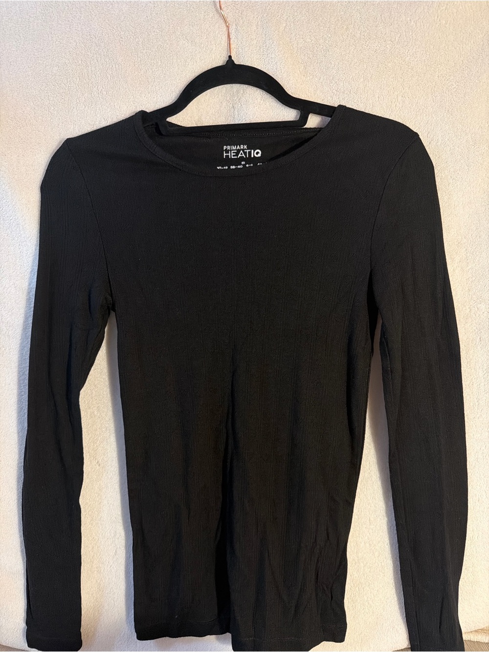 Primark Black Long Sleeve Ribbed Thermal Top